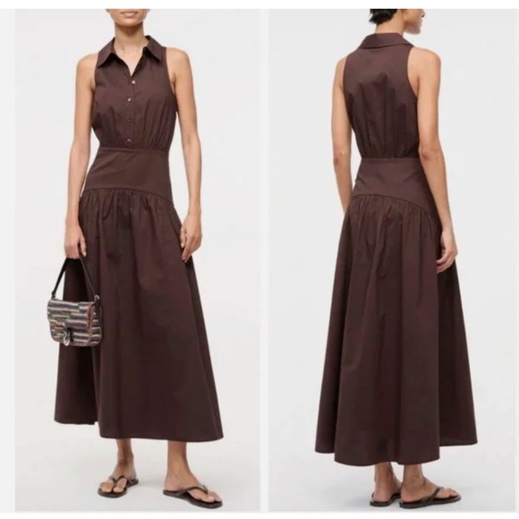 STAUD Romy Midi Dress – Earth Café Brown – Size 6 – NWT - Picture 1 of 12